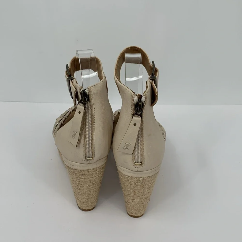 Zodiac Sabeen Espadrille wedge platform sandals ankle strap braided tan gold 10